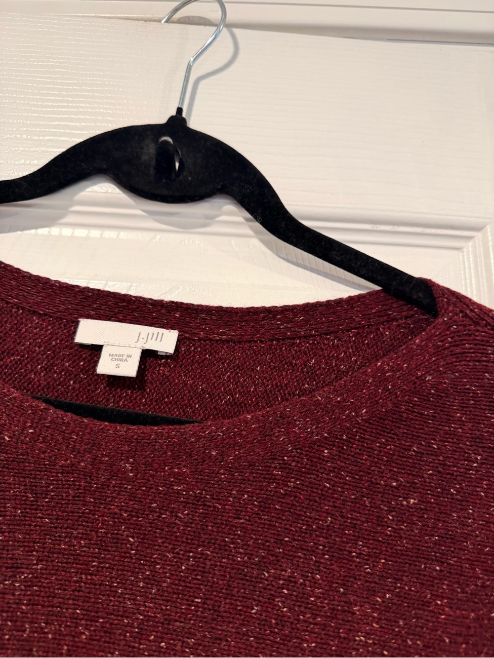 J.Jill Size S Silk Cotton Blend Burgundy Boatneck Flecked Long Sleeve Sweater - Picture 5 of 9